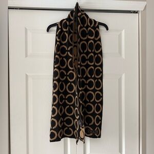 Coach Black and Brown Circle Pattern Scarf